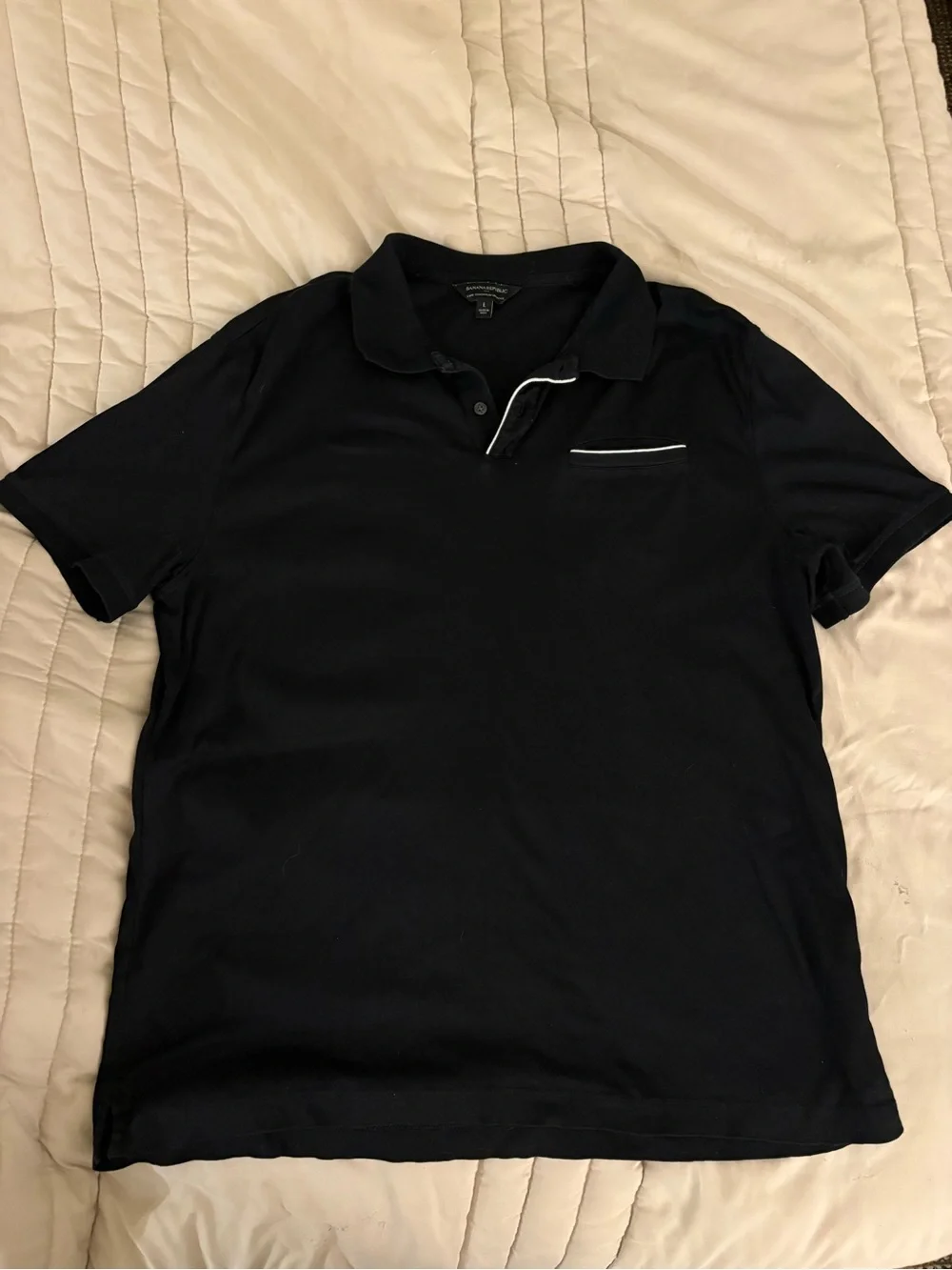 Banana Republic Men’s Black Polo with White Trim